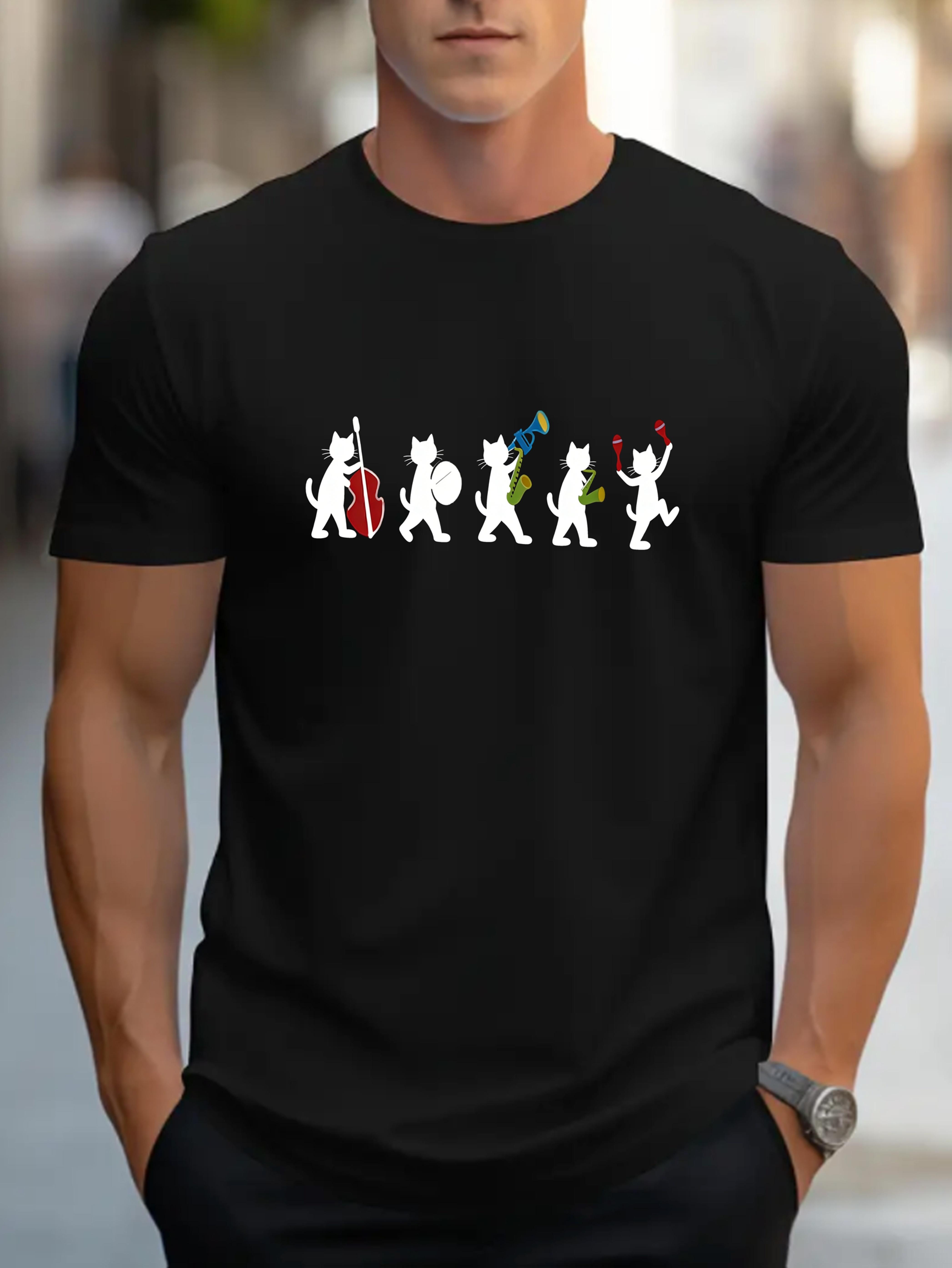 T-Shirt Featuring a Design with a Music Pattern for Men S Casual Wear XXL
