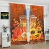 Christmas Pumpkin and Sunflower Printed Curtains   Christmas Decorations   Home Decorations   Room Decorations