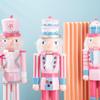 Pink Candy Style Wooden Nutcracker Ornament