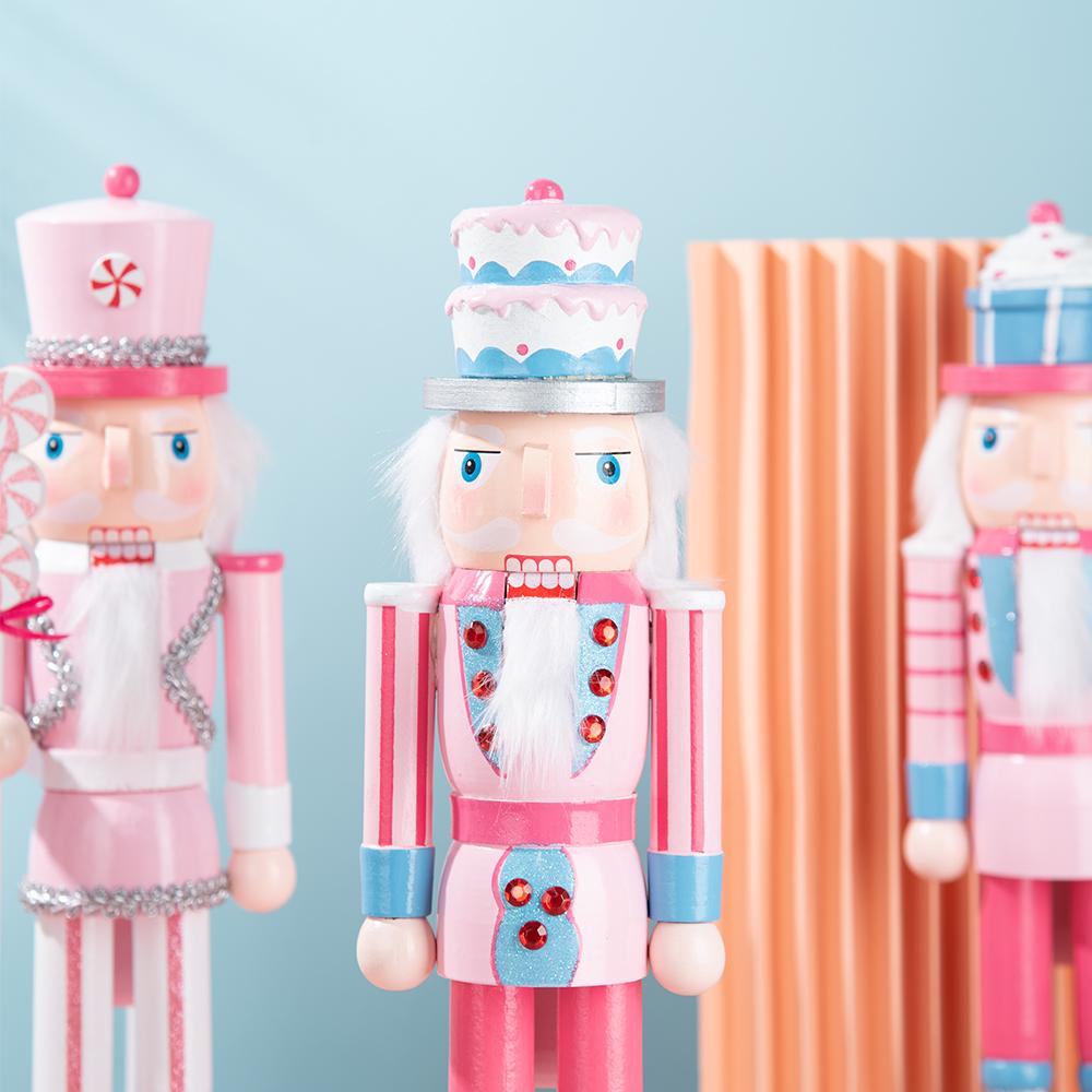 Pink Candy Style Wooden Nutcracker Ornament