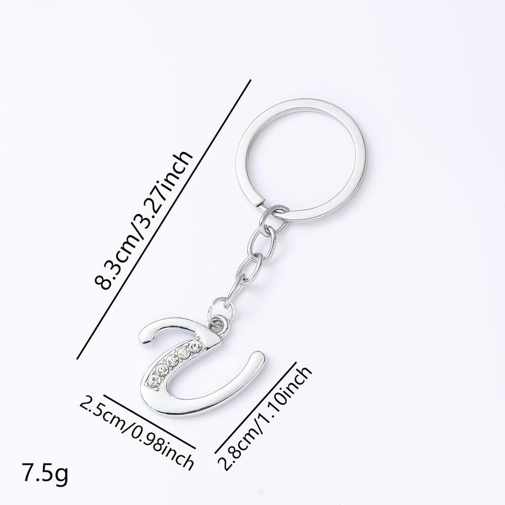 Creative Rhinestone Initials Metal Keychain – Korean Style Car Keyring Party Gift.