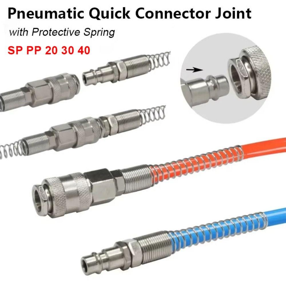 1Pcs with Protective Spring Pneumatic Quick Coupling Iron Plated Nickel Standard EU Quick Connector SP PP 20 30 40