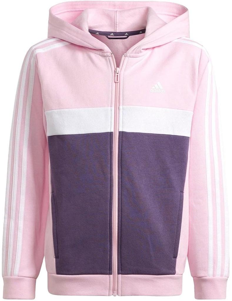 Tiberio Color Block Free Zestaw Dresowy dla Dzieci DTP57 Jasny Fiolet Cień Fioletu J150 [Adidas] Top z 3 Paskami Różowy/Biały/Cień Dół