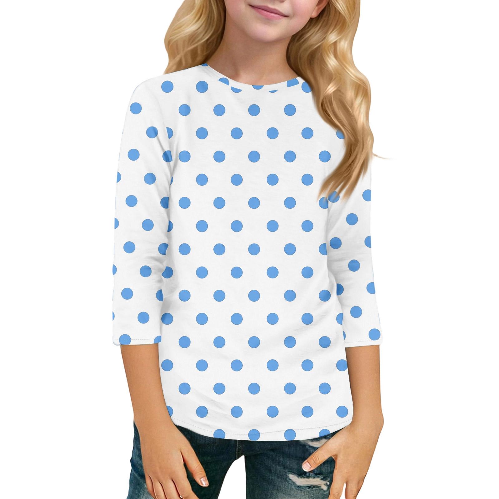 

Детская повседневная модная футболка с круглым вырезом и рукавом три четверти 100 синий