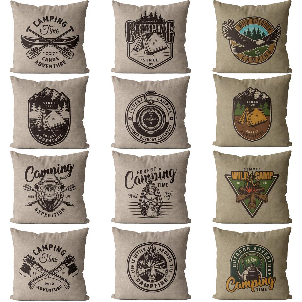 Camping Cushion Cover Square Home Decor Pillow Cover For Sofa Gift Pattern Pillowcase Seat Cushions Kissenbezug 45X45 18X18In