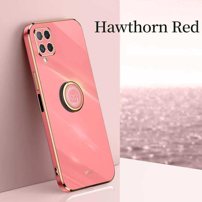 Gold Frame Plating Ring Stand Holder Case For Samsung Galaxy A22 A32 A72 A82 M32 4G 5G S10 S20 FE S21 Plus Ultra Lens Protection Soft TPU Back Cover