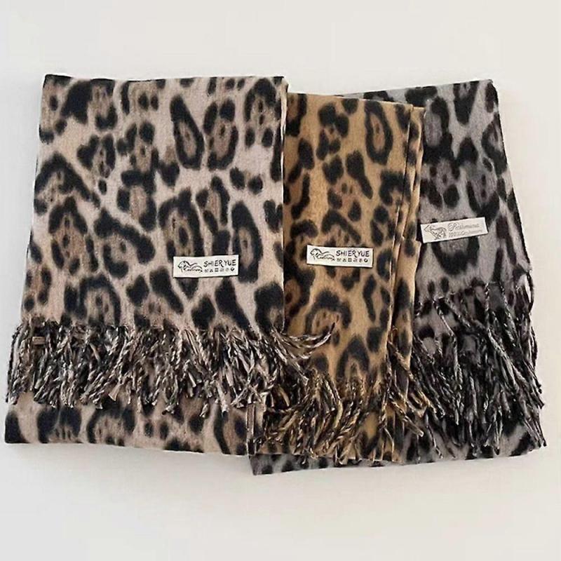 Windproof Winter Warm Scarf Leopard Lady Scarves Wraps Fashion Tassels Shawl  Neck Warmer