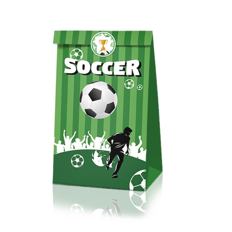 Kraft Paper Sticker Bags Football Theme Decoration Handmade Party Supplies J0MC