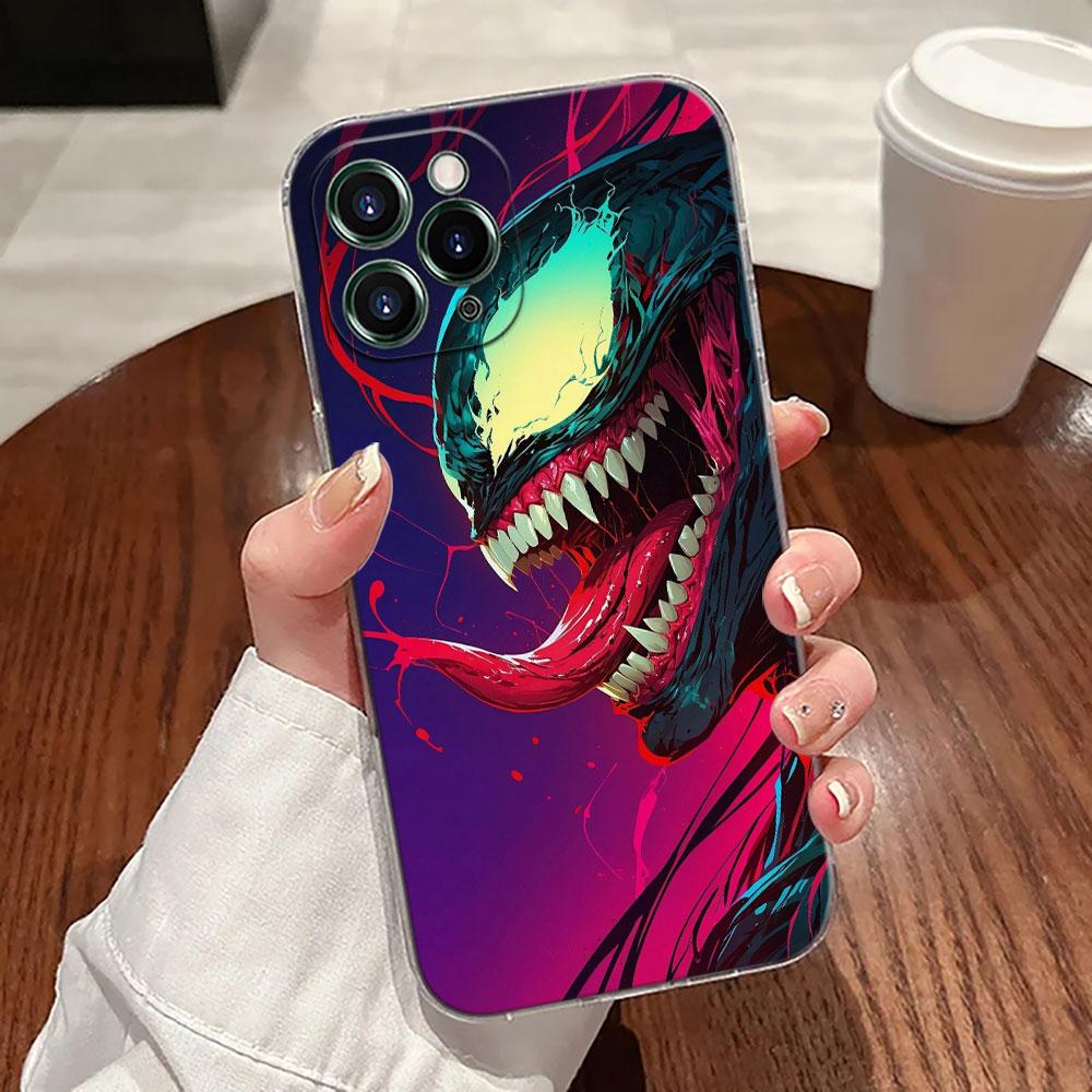 Venom Head Marvel Transparent Phone Case For iPhone 17 Pro Max 17E 11 12 13 14 15 16 Pro Max 15 Plus 17 Air 16E 7 XS Soft Cover