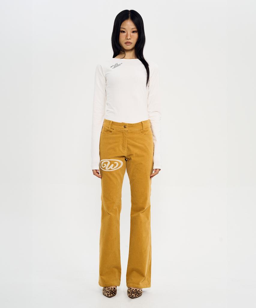 Woldeudillema Boucle Embroidery Boot-Cut Pants (Velvet Gold)