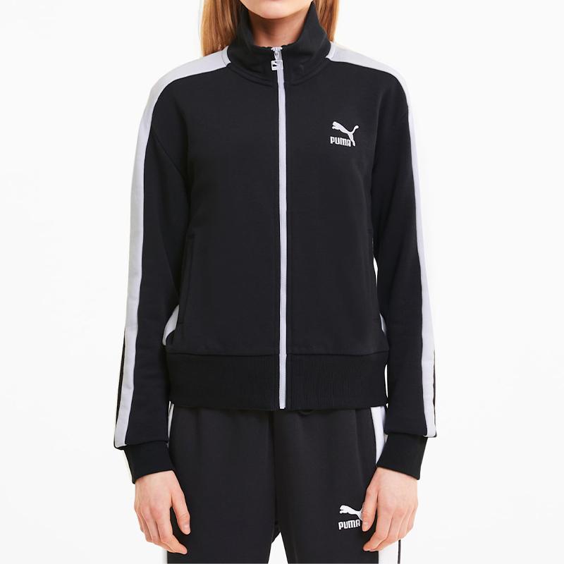 Puma Stand Collar Color Block Casual Retro Sports Jacket Women Jacket Black 599143-01