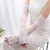 Women Long Lace Gloves Fishnet Mesh Fingerless Mittens Lady Cycling Drive Accessories Breathable Sun Protection Arm Warmers