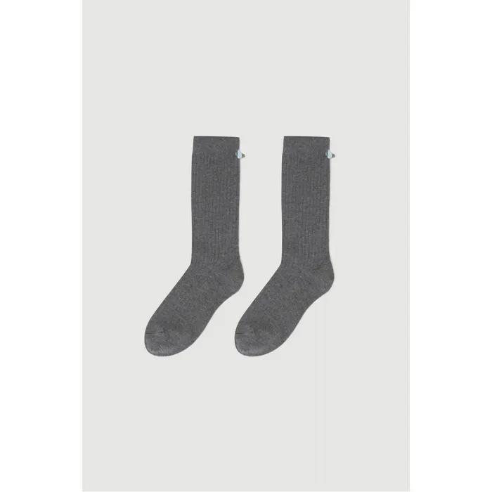 Chouetties by LUCKY CHOUETTE Flower Detail Ribbed Socks(melange grey) 7ALAX26320GYM