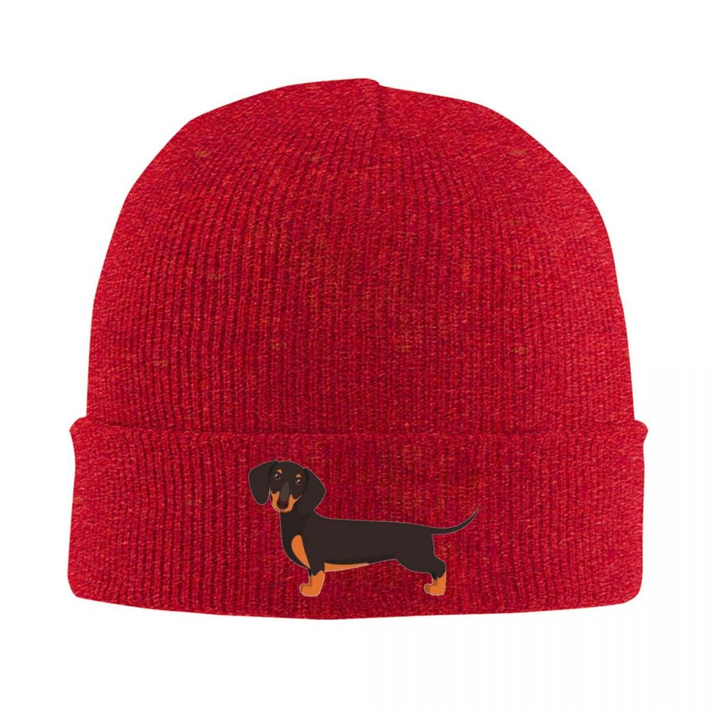 Dachshund Pattern Art Warm Knitted Cap Fashion Bonnet Hat Autumn Winter Outdoor Beanies Hats for Men Women Adult