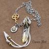 [Dawn Art] Dawn Art Feather Necklace Celebrity Model Extra Large Feather Silver Gold Wheel Hook Thick Square Chain Set