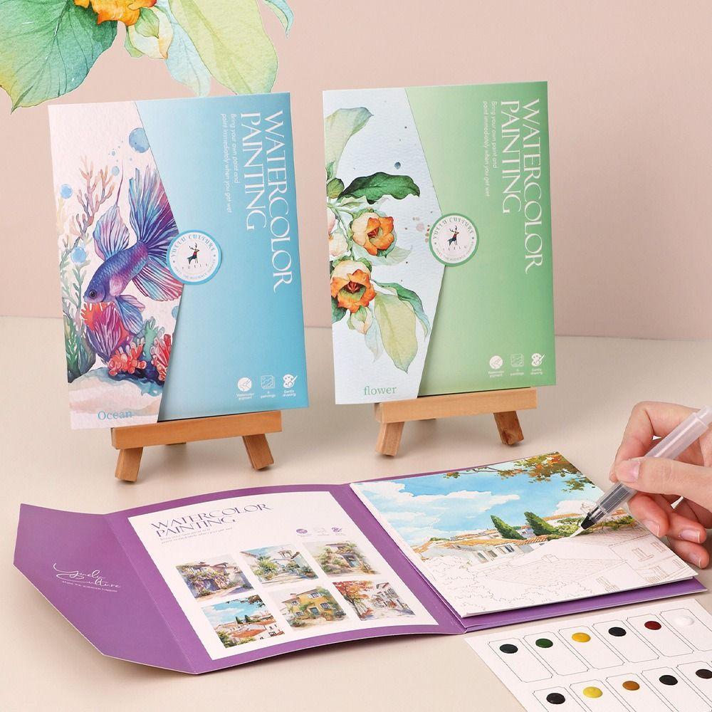 

with 12 Color Solid Pigment Coloring Book Chinese Style Draw Book Children Teen Adults Villa
