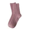 Women's Japanese Style Wool Socks, Thick Mid-Calf, Solid Color, Versatile, Warm for Autumn & Winter