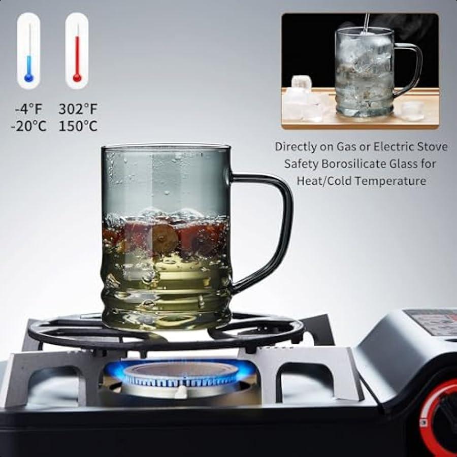 Glass Tea Cup with Infuser and Lid 14.5 fl oz Heat Resistant Borosilicate Glass Tea Infuser Mug for Blooming and Loose Leaf Tea