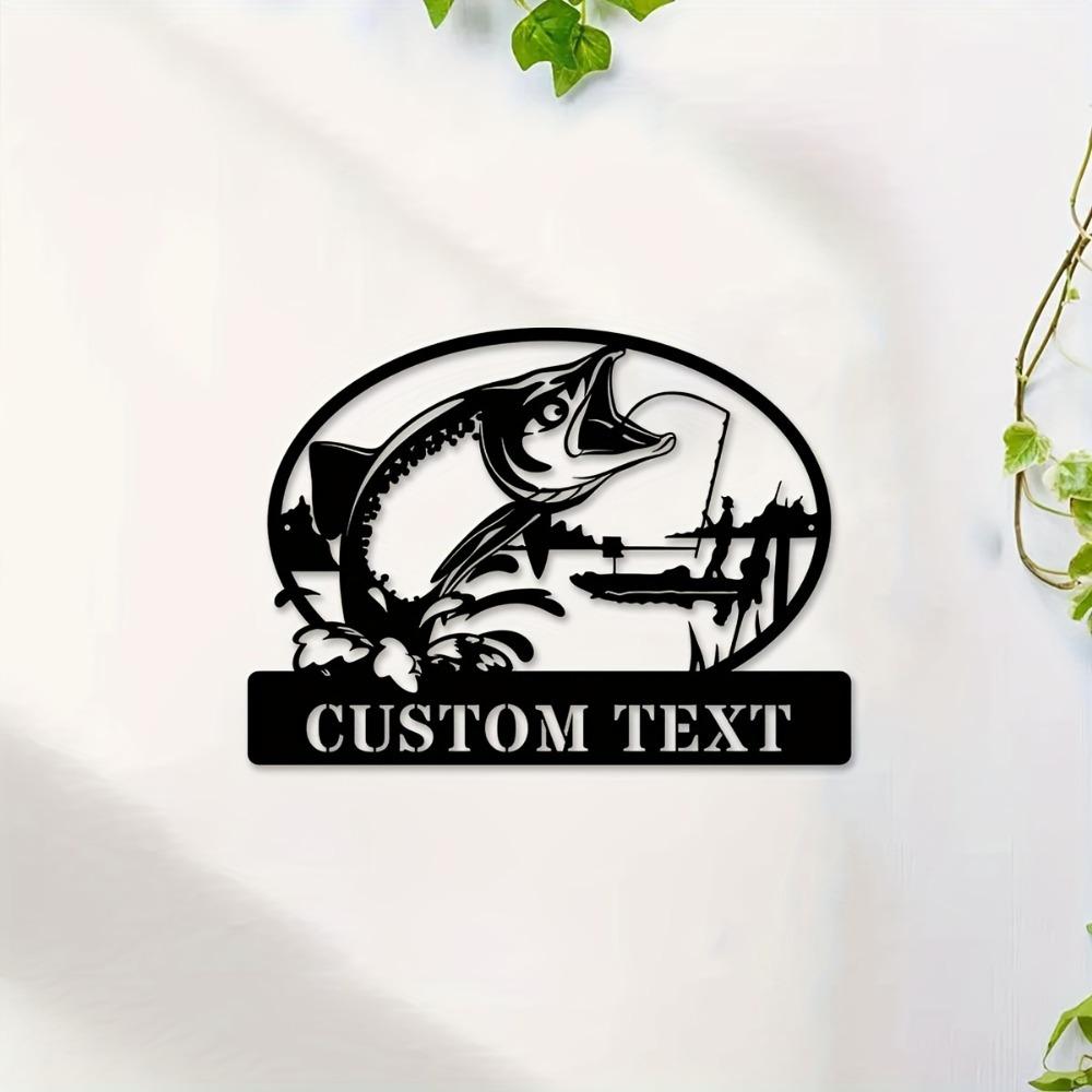Personalized Fishing Metal Wall Art, Custom Sign for Lounge, Office, Outdoor, Rustic Kitchen & Veranda Decor