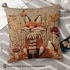 Autumn Fox Faux Embroidery Pillow Cover Double Sided 2Dprint Cozy Pillow Cover Bedroom Living Room Sofa Warm Vibe Accessory Gift