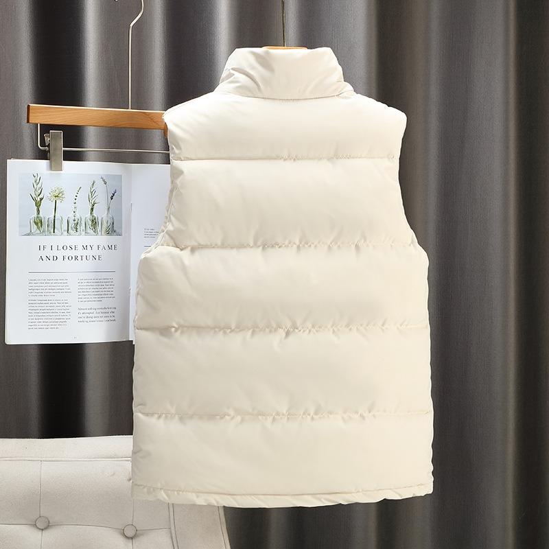 Gilet di Cotone Piumino da Uomo Autunno e Inverno Giacca Plus Velluto Ispessito Gilet Tinta Unita Collo Alto