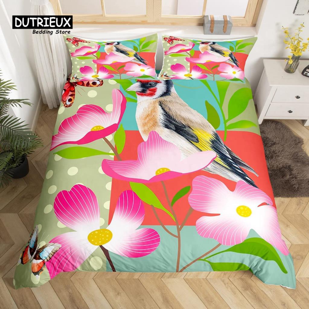 Boho Mandala Bedspread Cover Kit Hummingbird Bed Ensemble Cozy Microfiber Fabric Farmhouse Adorable Birds Comforter Cover Queen Dimension for Kids