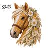 Artistic Fabric Applique Set Floral Horse Patchwork Kit, DIY Diy Kit Sewing for Adults, Handmade Wall Decor Decorative Collage