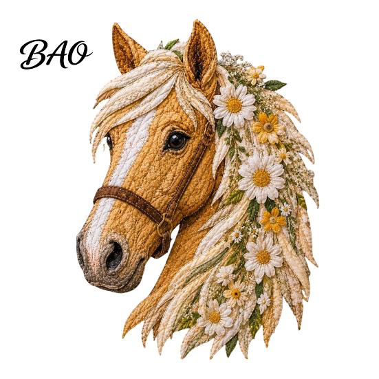Artistic Fabric Applique Set Floral Horse Patchwork Kit, DIY Diy Kit Sewing for Adults, Handmade Wall Decor Decorative Collage