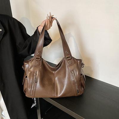 Bags Women's Tote Bags Large Capacity Autumn and Winter Single Shoulder Retro New Retro Textured Single Shoulder Handbags
