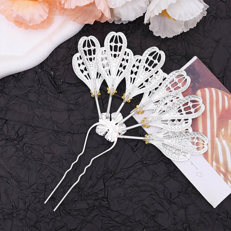 1PC Elegant Performance Flower Soft Gloss Alloy Hairpin Ethnic Style Hairpin