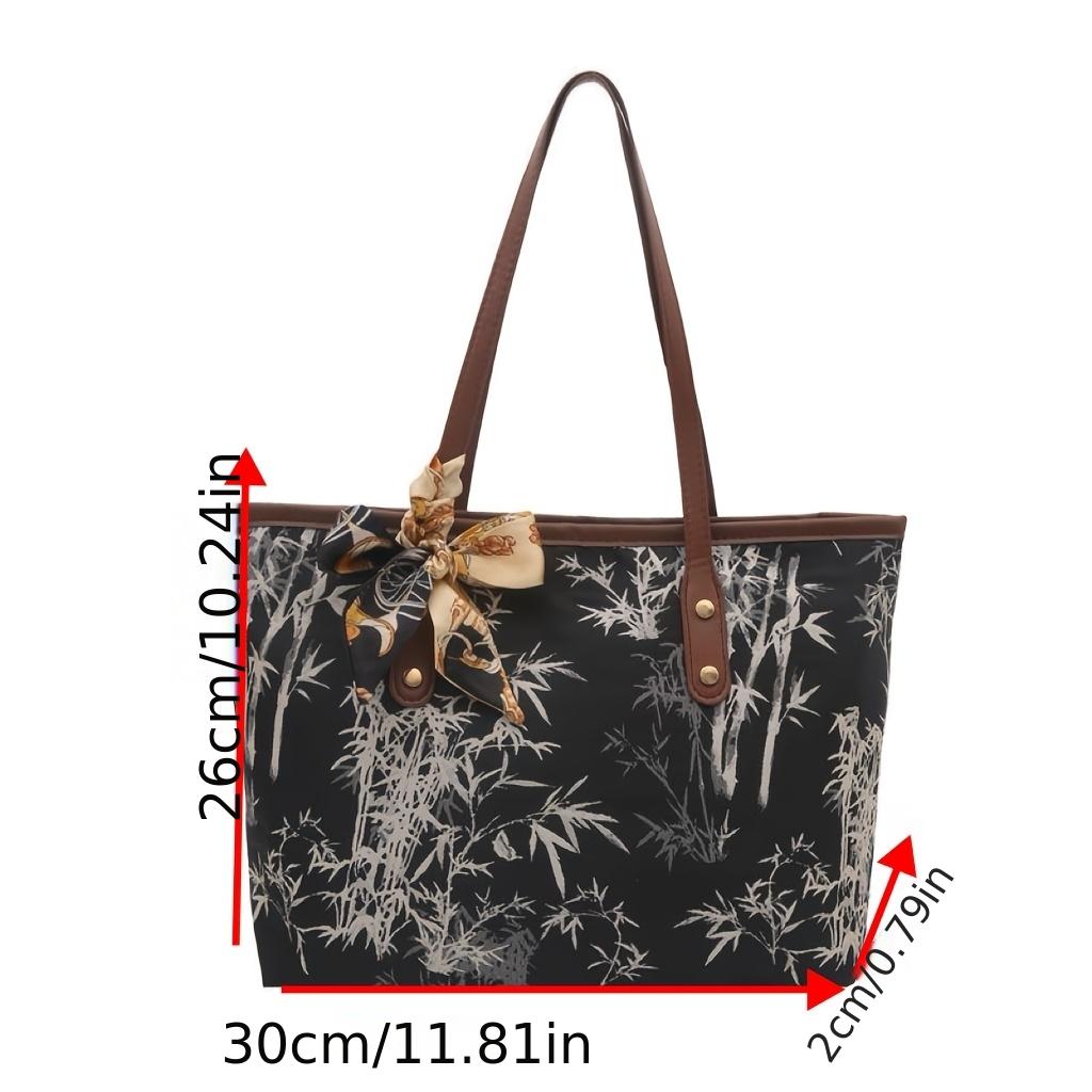 New Chinese style embroidered bamboo shoulder/handbag, retro, versatile, large capacity commuter tote bag, sophisticated commuter bag