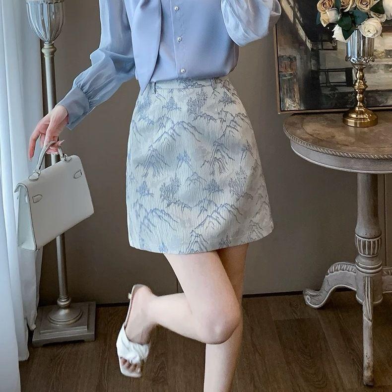 

Temperament 2025 French Style Long Sleeve Top & Midi Skirt Two-Piece XXL