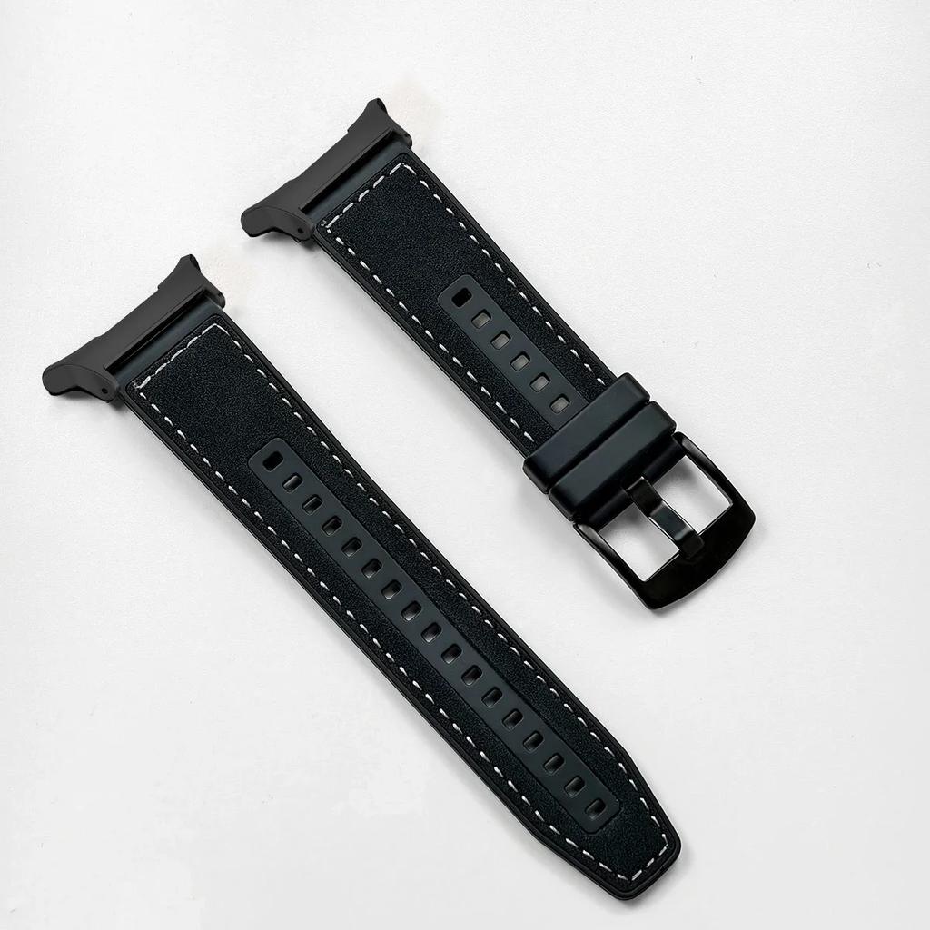 Leather Silicone Strap For Samsung Galaxy Watch 7 Ultra 47mm Sports Women Men Bracelet Band Loop For Samsung Watch 7 47mm Clasp