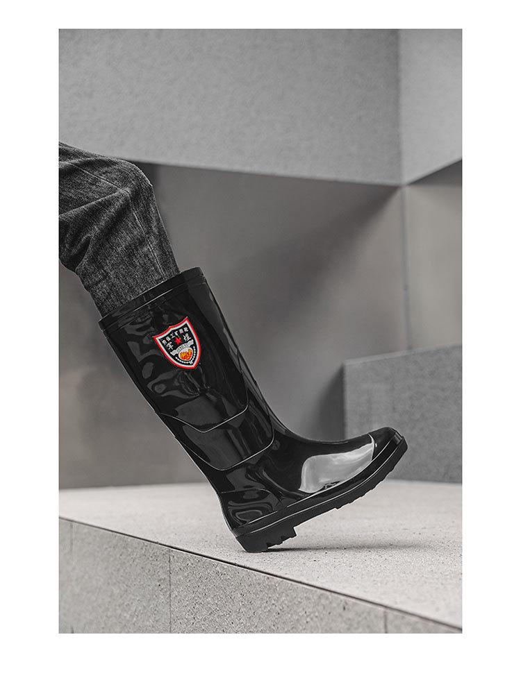 Men's Mid-High Waterproof Rain Boots - Non-Slip Rubber Shoes for Outdoor, Kitchen, or Construction Use