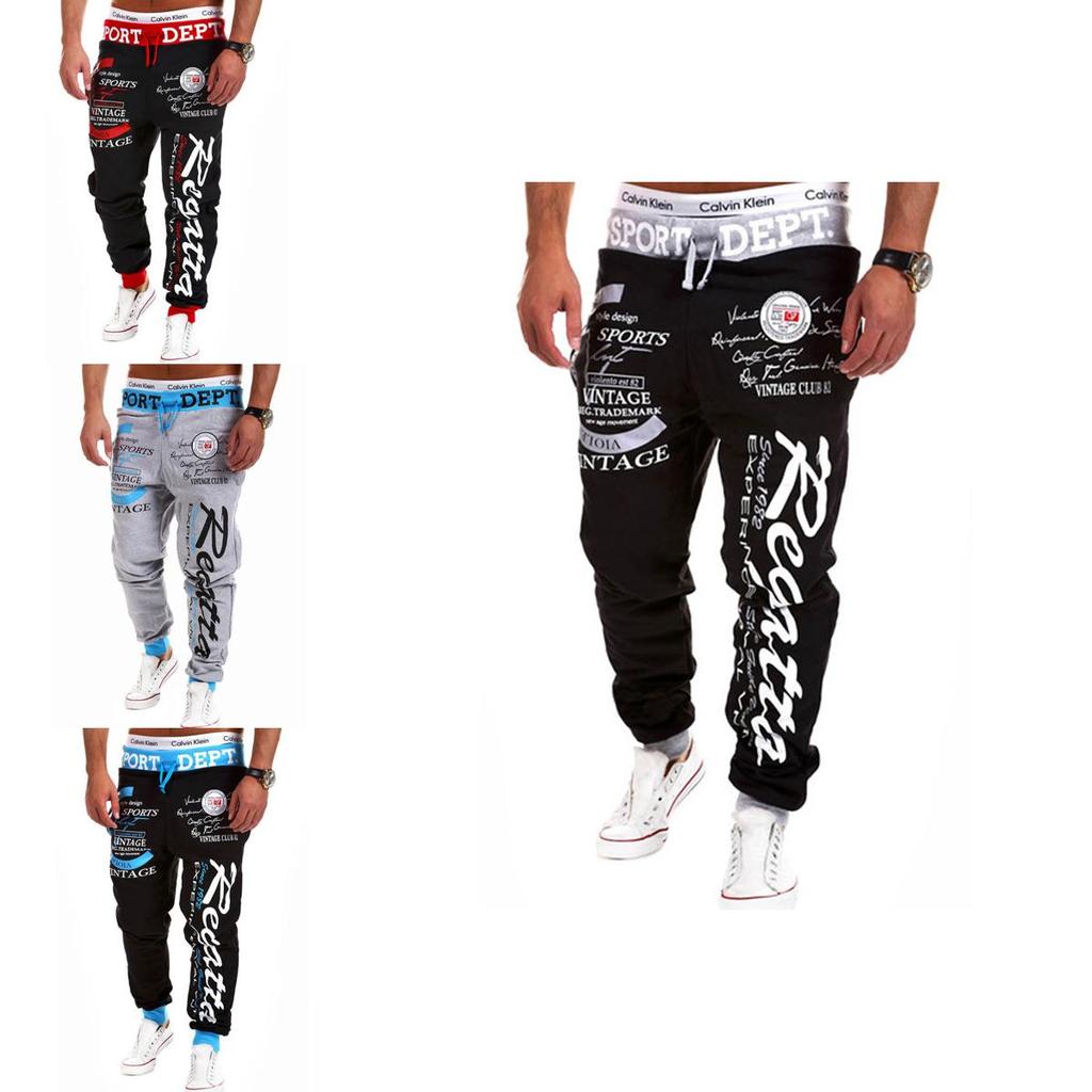 Classic Men's Letter Sport Sweat Pants Jogging Jogger Trousers Tracksuit Bottoms With Stylish Drop Crotch Design