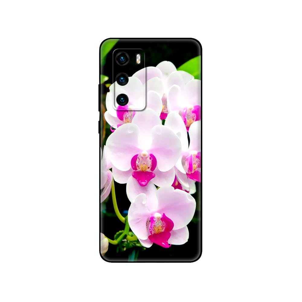 Black Tpu Case For Huawei P30 Lite P30 Pro P40 Case For Huawei P40 LITE E P Smart 2020 Case Cover Orchid Flowers Colorfu