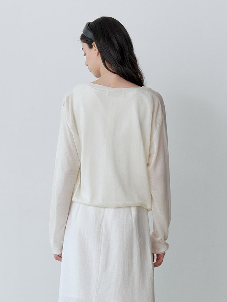 Le Studio Semi-See-Through One-Button Bolero Cardigan (Iv)