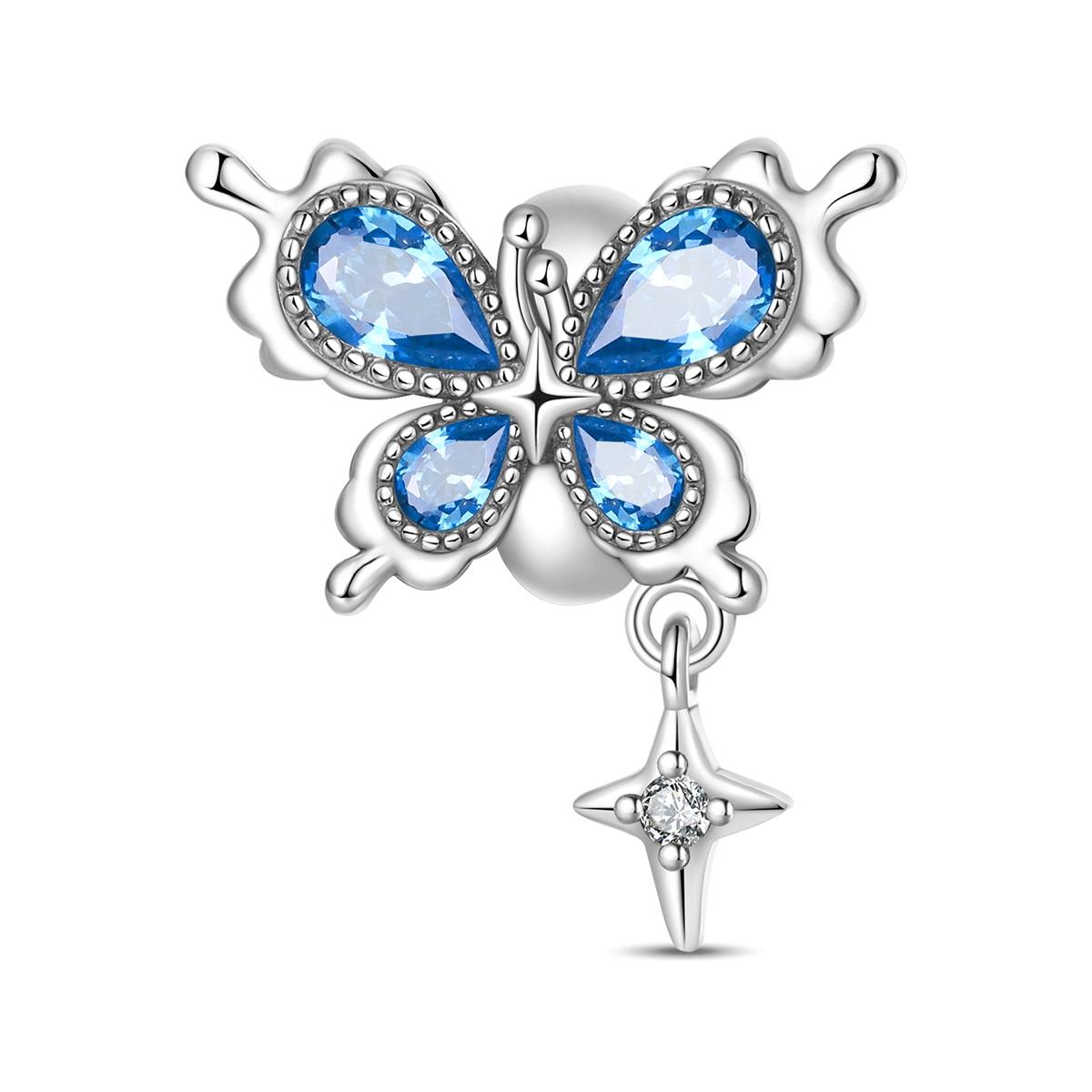 Настоящая Медная Подвеска Роскошная Синяя Бабочка Бусина Подходит для Браслетов Сделай Сам Женские Поделки Изящные Подарки