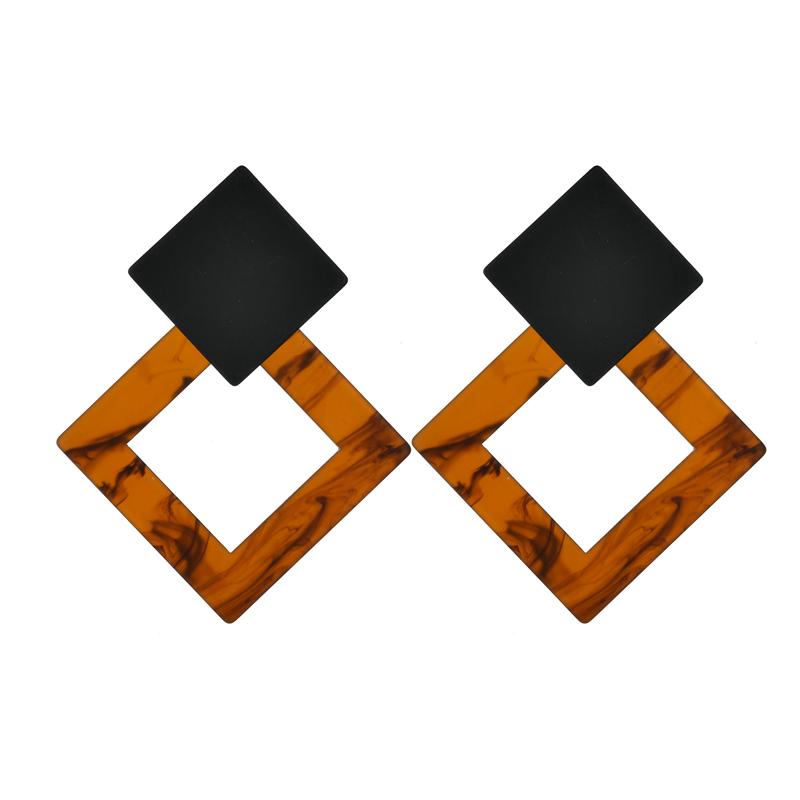 European and American style popular new fashion geometric hollow acrylic earrings temperament exaggerated hipster earrings