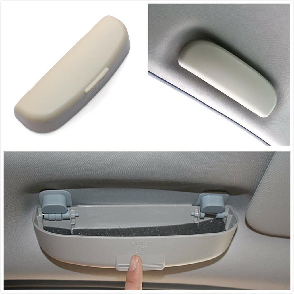 1x Beige Universal Car Interior Sunglasses Storage Box Sun Glasses Eyeglass Case