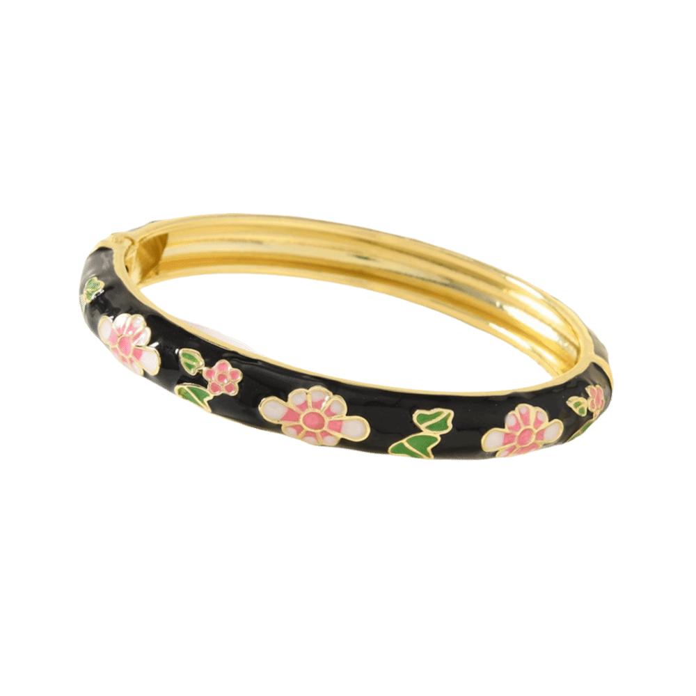 Elegant Enamel Bracelet Colorful Alloy Cloisonne Bangle Ethnic Floral Motifs Vintage Dropped Glaze Bracelet Party Jewelry