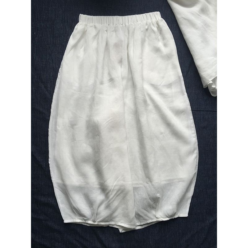 

Chinese Style Cool Zen Cotton Linen Loose Pants Retro Buckle White Pants L