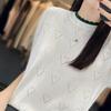 Lace Round Neck Hollow Knitted Sweater Short Sleeve Women's Summer New Fashion Loose Versatile T-shirt Contrasting Top