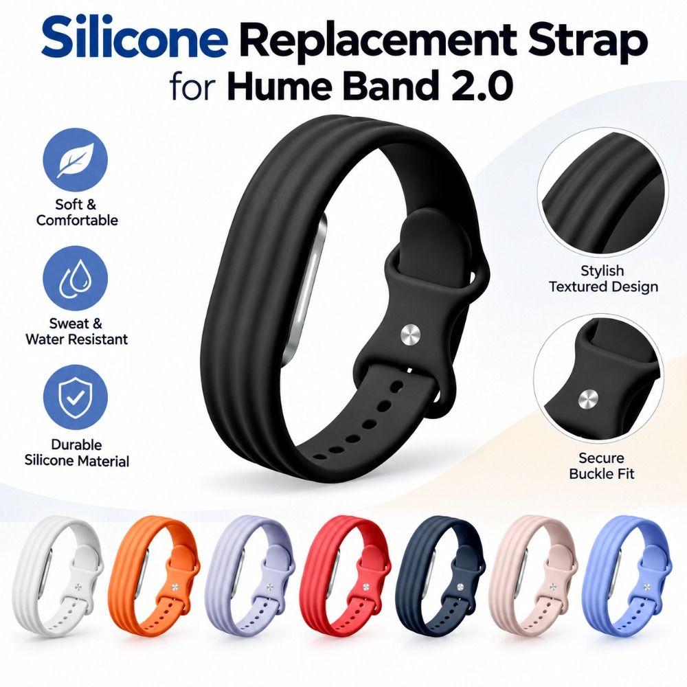 Silicone Replacement Strap Soft Fitness Tracker Wristband for Hume Band 2.0 for Men Women