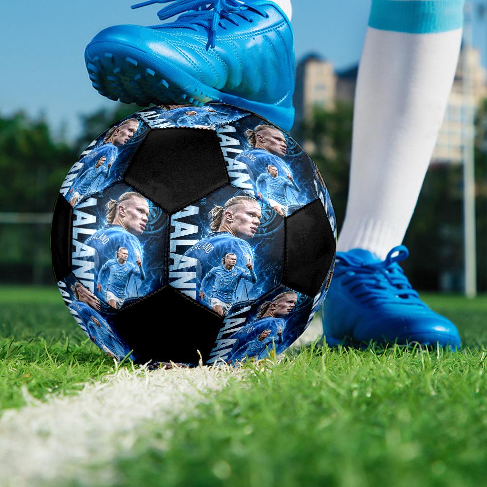 Erling Haaland Indoor Soccer Ball Colorful Machine Stitched PVC Size 5 Team Training Competition Ready Durable High-Bounce Cool Sports Gift