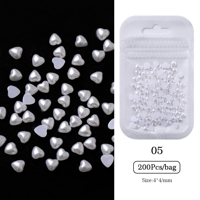1 Bag Shimmering Crystal Nail Arts Rhinestones White Pearls Half Round Mixed Size Beige Flatback Pearls DIY Manicure Accessories