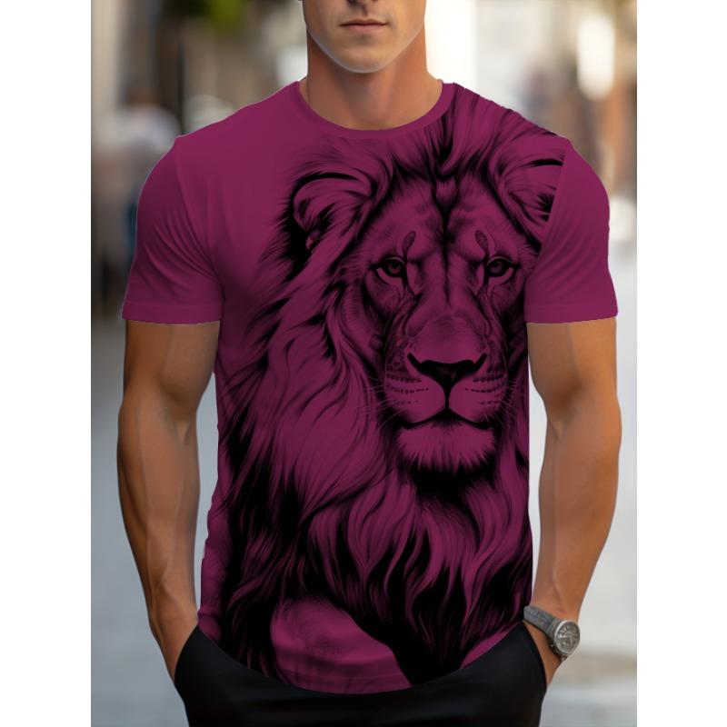 T-shirt Estiva da Uomo con Stampa Digitale 3D Leone