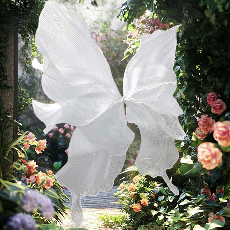 Handmade Pearlescent Floral Organza Wedding Stage Backdrop Fabric