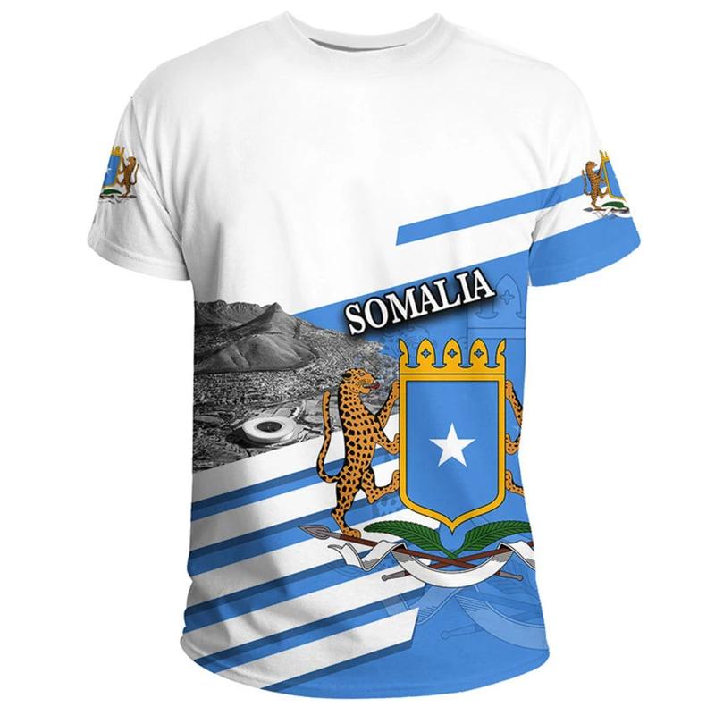 Camiseta con Estampado 3D del Emblema Nacional de la Bandera de Somalia para Hombres y Mujeres, Camisetas de Manga Corta para Deporte y Fitness de Verano, Camisetas Oversize, Tops 2024