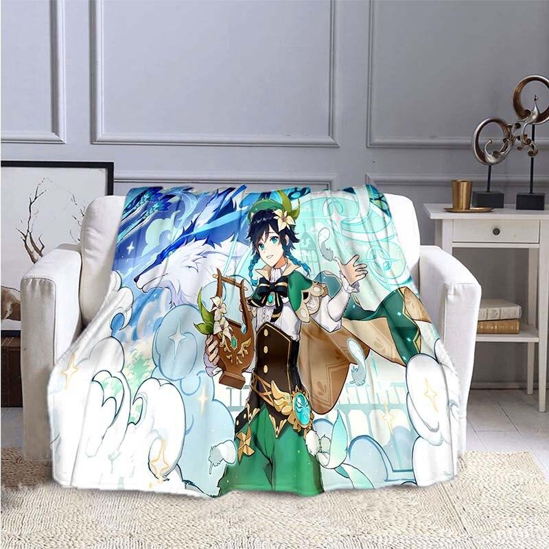 

Genshin Impact Фланелева ковдра з 3D-принтом для ліжок, похід, пікнік, модне покривало, ковдра, ковдра для пікніка 75x90cm